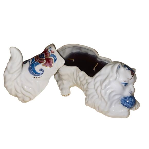 Vtg ELIZABETH ARDEN Floral Kitten Scented Candle Double Wick Two Piece Porcelain - Picture 8 of 16